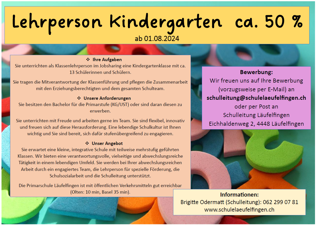 Offene Stellen – Schule Läufelfingen